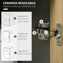 Credenza 6 Ripiani 2 Ante 76x40x179 cm in Truciolato Grigio e Rovere