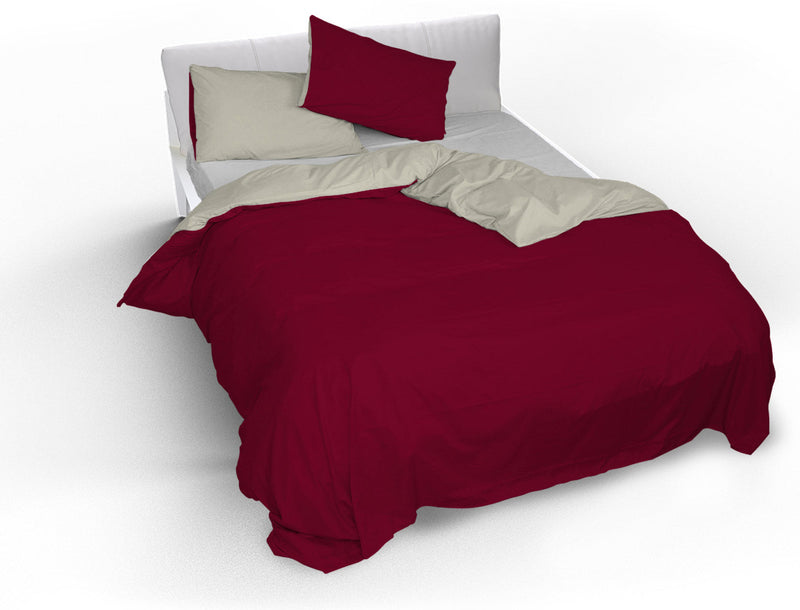 Copripiumino con Sacco e Federe Doubleface Bordeaux\/Panna Varie Misure