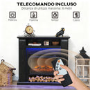 Camino Elettrico da Pavimento 105x27x97 cm 1800W Regolabile con Fiamma 3D Timer e Telecomando Nero      
