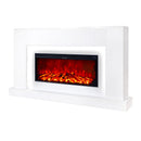 Camino Elettrico da Pavimento 90x160x27 cm Effetto Fiamma 1500W Pascal & Tasmania Bianco