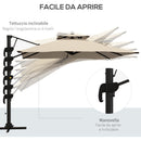 Ombrellone da Giardino Decentrato 3x3 m in Alluminio e Poliestere Cachi