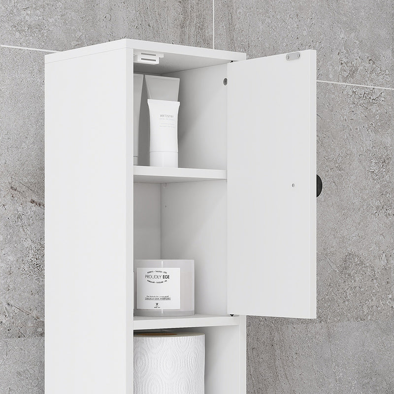 Mobile a Colonna Bagno 20x20x180 cm Design Slim in Legno Bianco  