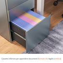 Cassettiera da Ufficio 3 Cassetti con Serratura e Ruote 39x48x59 cm in Acciaio Grigio 