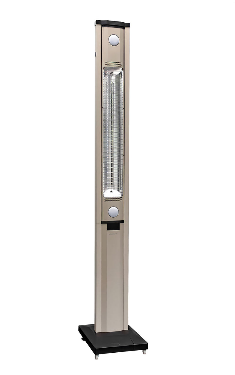 Stufa Elettrica ad infrarossi da Esterno 50x25x200 cm in Fibra di Carbonio con Luce Led Skyline Mocca Mousse