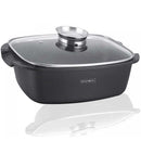 Rostiera Royalty Line Teglia Forno da Arrosto Rettangolare 32 cm Pirofila con Coperchio Vetro Nero      