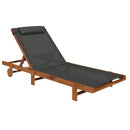 Lettino Prendisole 84x200x101 cm Schienale Regolabile su 4 Posizioni in Legno e Textilene Nero  