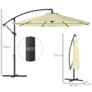 Ombrellone da Giardino 300x250 cm a Braccio Inclinabile con Manovella in Metallo e Poliestere Beige      