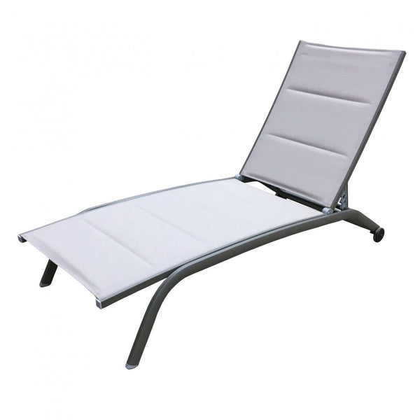 online Lettino Prendisole da Giardino Itaca Impilabile 194x71x83 h cm in Textilene Taupe