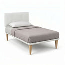 Letto Singolo con Rete Rivestita Similpelle Bianco Tessis Testata Flat Varie Misure