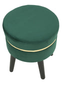 Sgabello Paris Verde Ø35x40,5 cm Legno Spugna e Velluto Sintetico Verde e Oro e Nero