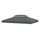 Copertura per Gazebo  a 2 Livelli  con Cinghie e 10 Fori di Drenaggio 4x3m in Poliestere Grigio Scuro