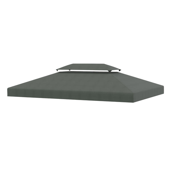 Copertura per Gazebo a 2 Livelli con Cinghie e 10 Fori di Drenaggio 4x3m in Poliestere Grigio Scuro sconto