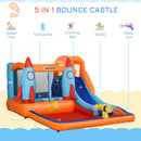 Castello Giostra Gonfiabile 370x270x185 cm con Scivolo Piscina e Pompa Multicolor
