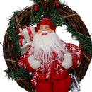 Babbo natale in tessuto su ghirlanda rosso cm Ø35