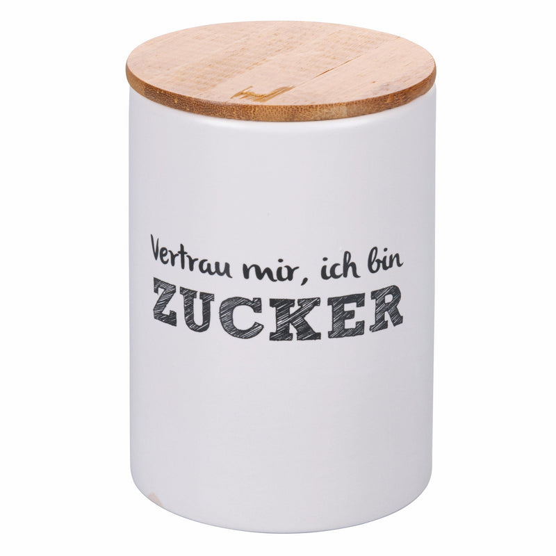 Barattolo Zucchero con Scritta Ø10x15 cm in Dolomite con Coperchio in Bambù VdE Tivoli 1996