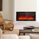 Camino Elettrico da Parete 1800W con Telecomando e Display LCD 91,4x15,8x45 cm Nero 