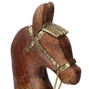 Cavallo a Dondolo Decorativo in Legno rivestito in Metallo oro cm 50X13xh56