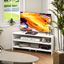 Mobile TV ad Angolo per 47" Max 110x36x45 cm con 2 Ripiani a Giorno in Legno Bianco  