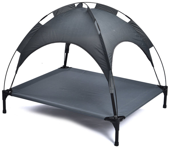 Brandina per Cani 105x85x85 cm con Tettuccio in Metallo e Tessuto Grigio online