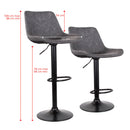 Set 2 Sgabelli 50x44x58/78 cm in Similpelle Base Nera Grigio