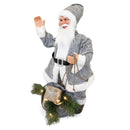 Pupazzo Babbo Natale H80 cm con Luci e Movimento Grigio