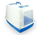 Toilette per gatti chiusa porta basculante carboni attivi 54x39x39cm Blu