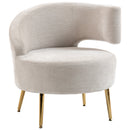 Sedia Moderna con Schienale ad Arco 69x65x67 cm Rivestita in Chenille Bianco Crema      