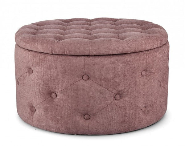 online Pouf Contenitore Porta Scarpe Ø 70x40 cm Ernestine in Tessuto Rosa Antico