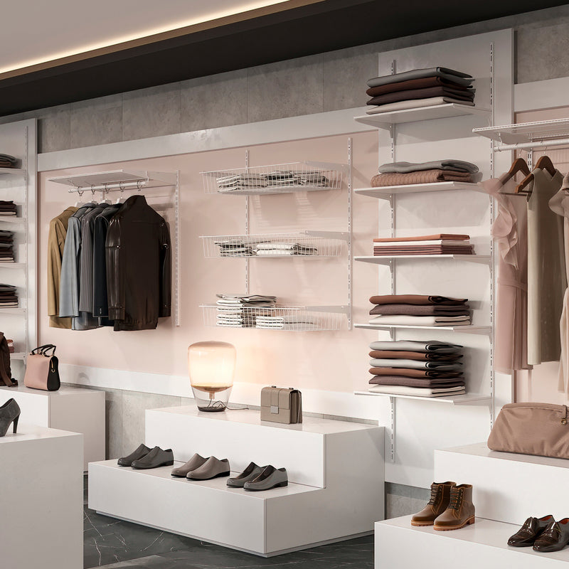 Set 2 Cestelli 78,9x35,4x11,6 cm con Supporti in Acciaio Emuca Bianco