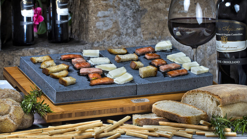 Pietra Lavica 19x34 cm con Supporto in Legno di Bamboo Basic