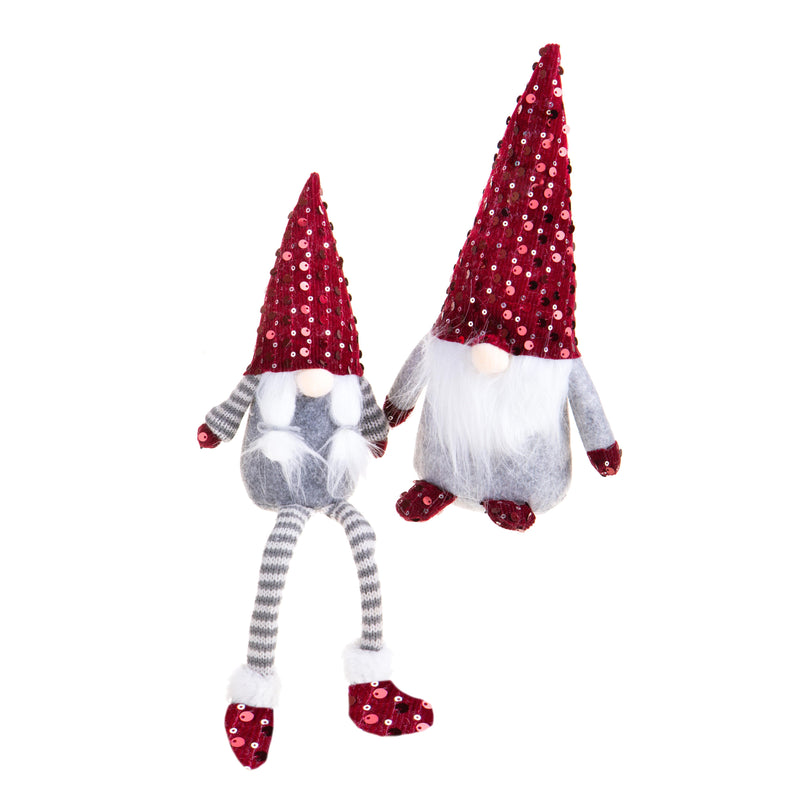 Set di 2 Elfi H30 cm in Tessuto Rosso