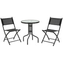 Set Tavolino e 2 Sedie Pieghevoli in Metallo Nero