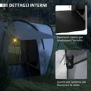 Tenda da Campeggio 555x225x190 cm per 4-6 Persone con 2 Camere Grigio e Verde   