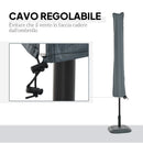Copertura per Ombrellone Impermeabile con Cerniera e Laccio Grigio     