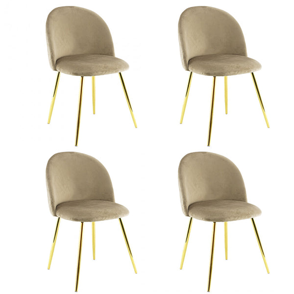 Set 4 Sedie 50x45x80 cm in Tessuto Vellutato Piedi Oro Tortora acquista