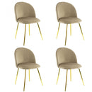 Set 4 Sedie 50x45x80 cm in Tessuto Vellutato Piedi Oro Tortora
