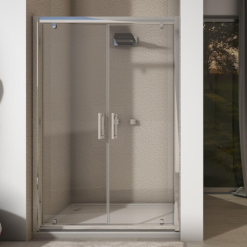 Porta Parete Doccia 2 Ante Saloon in Cristallo Trasparente 6mm H195 Bonussi Giuly Varie Misure