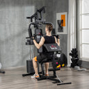 Stazione Fitness con Seduta e Schienale Imbottiti 135x103x210 cm in Acciaio e PU Nero