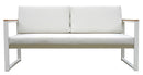 Set Salotto da Giardino Divano 2 Poltrone e Tavolino Cerveteri in Alluminio Bianco e Ecrù
