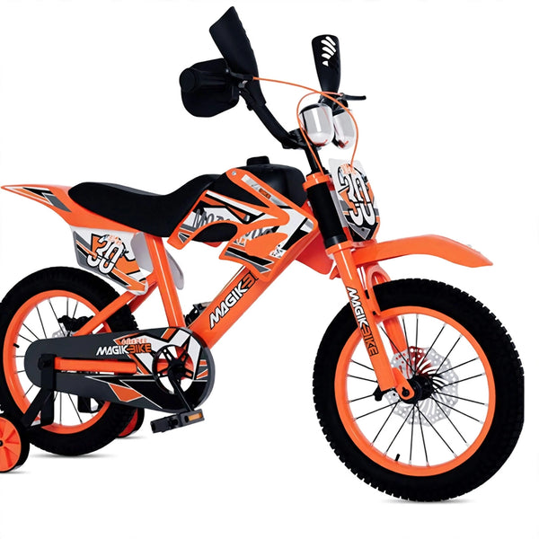 prezzo Bicicletta per Bambini 16" Freni a Disco e Rumore del Motore in Accelerazione Magik-Bike Motocross Arancione