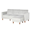 Divano Letto Angolare 218x110x66 cm con Penisola in Legno e Tessuto Grigio Chiaro