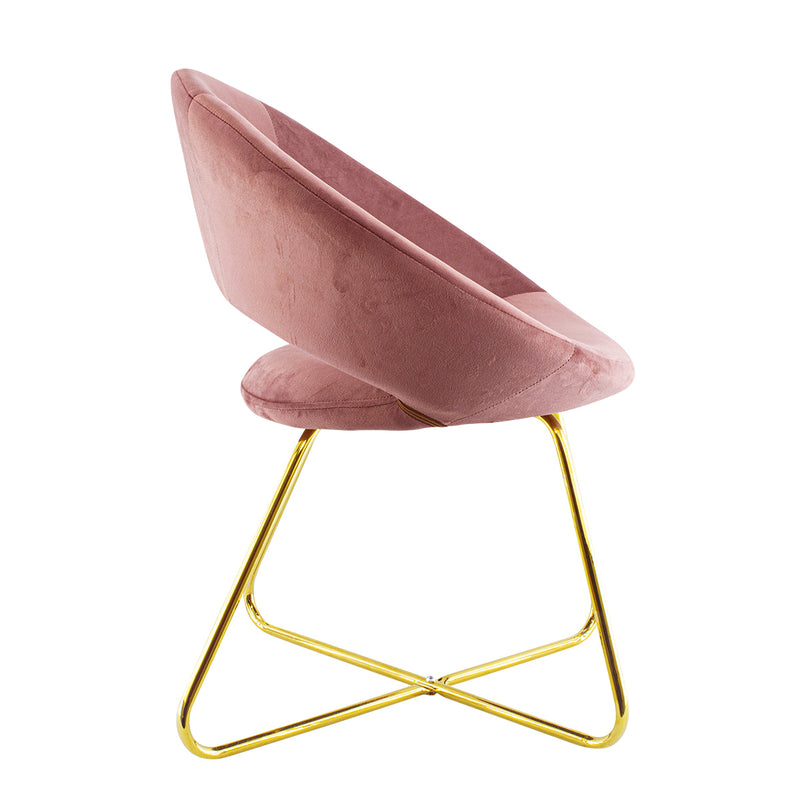 Poltrona Imbottita 66x65x68 cm in Tessuto Effetto Velluto Rosa antico