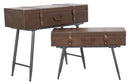 Console Travel Coppia con Contenitore 90x40x78,5-80x35x53,5 cm Legno e Ferro e PU Marrone