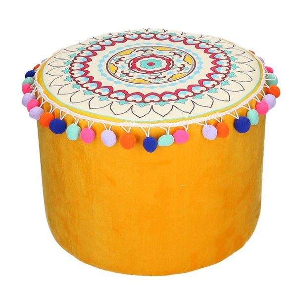 Pouf Tondo Ø40xh30 cm in Velluto Arancione sconto