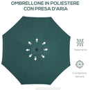 Ombrellone da Giardino Ø3 m Palo Ø38 mm in Metallo Verde