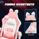 Sedia da Gaming Ergonomica con Orecchie da Gatto Poggiapiedi Retrattile e Schienale Reclinabile 135° Rosa  