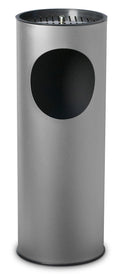 Pattumiera Gettacarte Ø24,3xh66,5 cm con Posacenere In Acciaio Verniciato Grigio