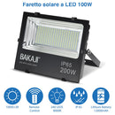 Faro LED 200W Pannello Solare Luce Esterno Alta Luminosita 2000 lm + Telecomando