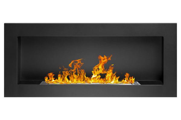 Camino a Bioetanolo da Parete 90x12x40 cm in Acciaio Inox Nero Seconda Scelta sconto