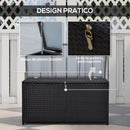 Baule da Esterno da 284L Apertura con Pistone a Gas 118x54x59 cm in Rattan PE Marrone Scuro 